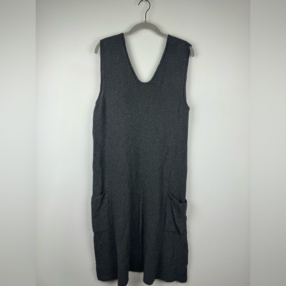 Flax by Angelheart Gray V-neck Sleeveless MIDI Sweater Dress, Size Small/Medium